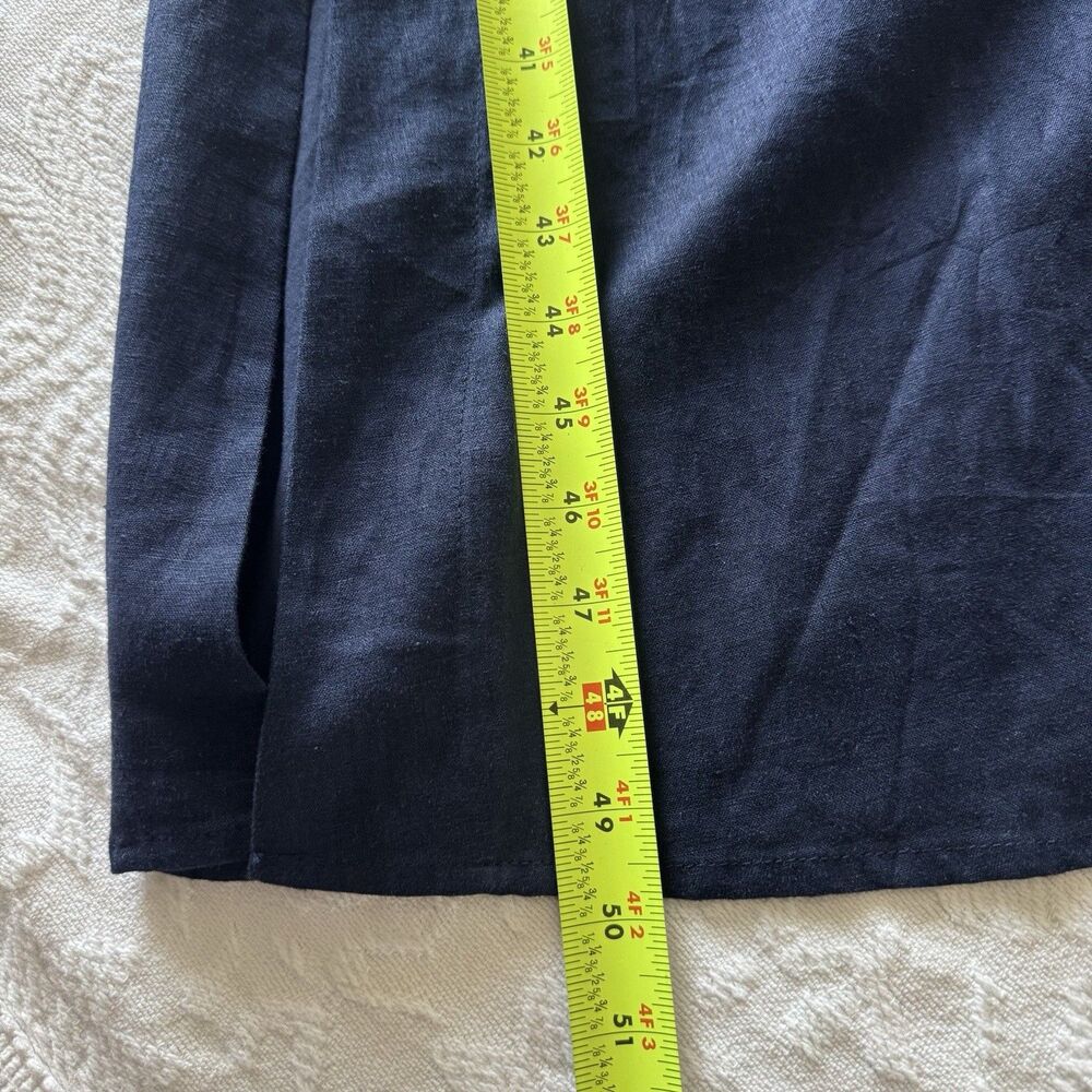 Magaschoni Small Blue Sleeveless Button-Front Linen Maxi Dress Minimalist Costal - Picture 10 of 14